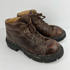 Vintage LONDON UNDERGROUND 90s Brown Leather Chunky Oxford Shoes Boots Men’s 9